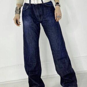 y2k navy clean mid waist baggy jeans